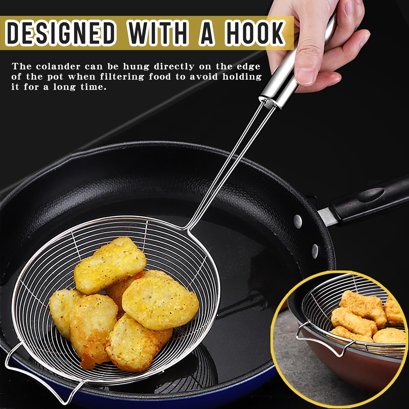 Colino A Ragno In Acciaio Inox - Per Frittura, Cottura E Scolare Pasta - Mestolo Resistente E Lavabile - Foto 13