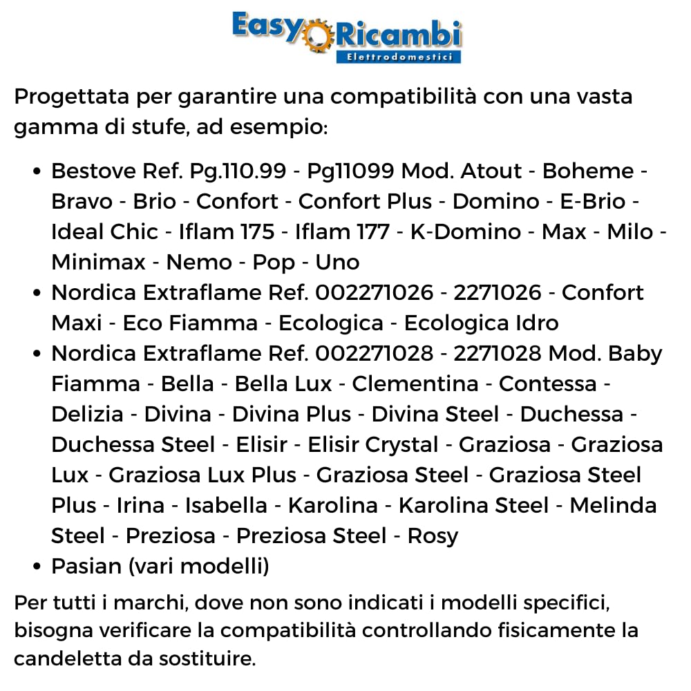 Świeca zapłonowa do pieca na pellet, 280 W, 155 mm; średnica 10 mm; do modelu La Nordica Extraflame