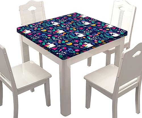 Miniatura 25 de SongYi Mantel cuadrado de grano de madera, textura de madera marrón, borde elástico, decoración del hogar, cubierta de mesa de poliéster, Grano de