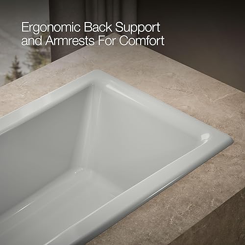 Miniatura 42 de KOHLER 850-0 Tea-for-Two - Bañera de hierro fundido de 60 x 32 pulgadas, para alcoba o empotrada, diseño espacioso, superficie antideslizante