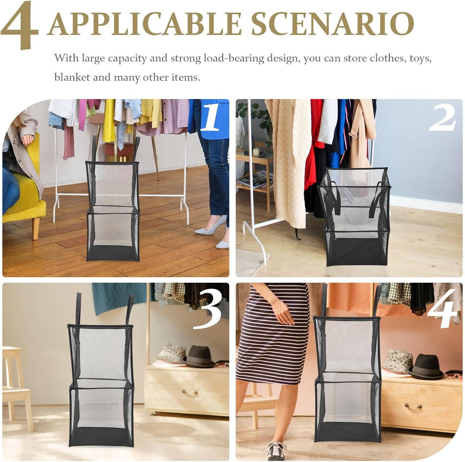 Large Capacity Mesh Laundry Bag with Strong Load-bearing Handles, Breathable Pp and Polyester Material Foldable Hamper for Laundry and Living Room Storage