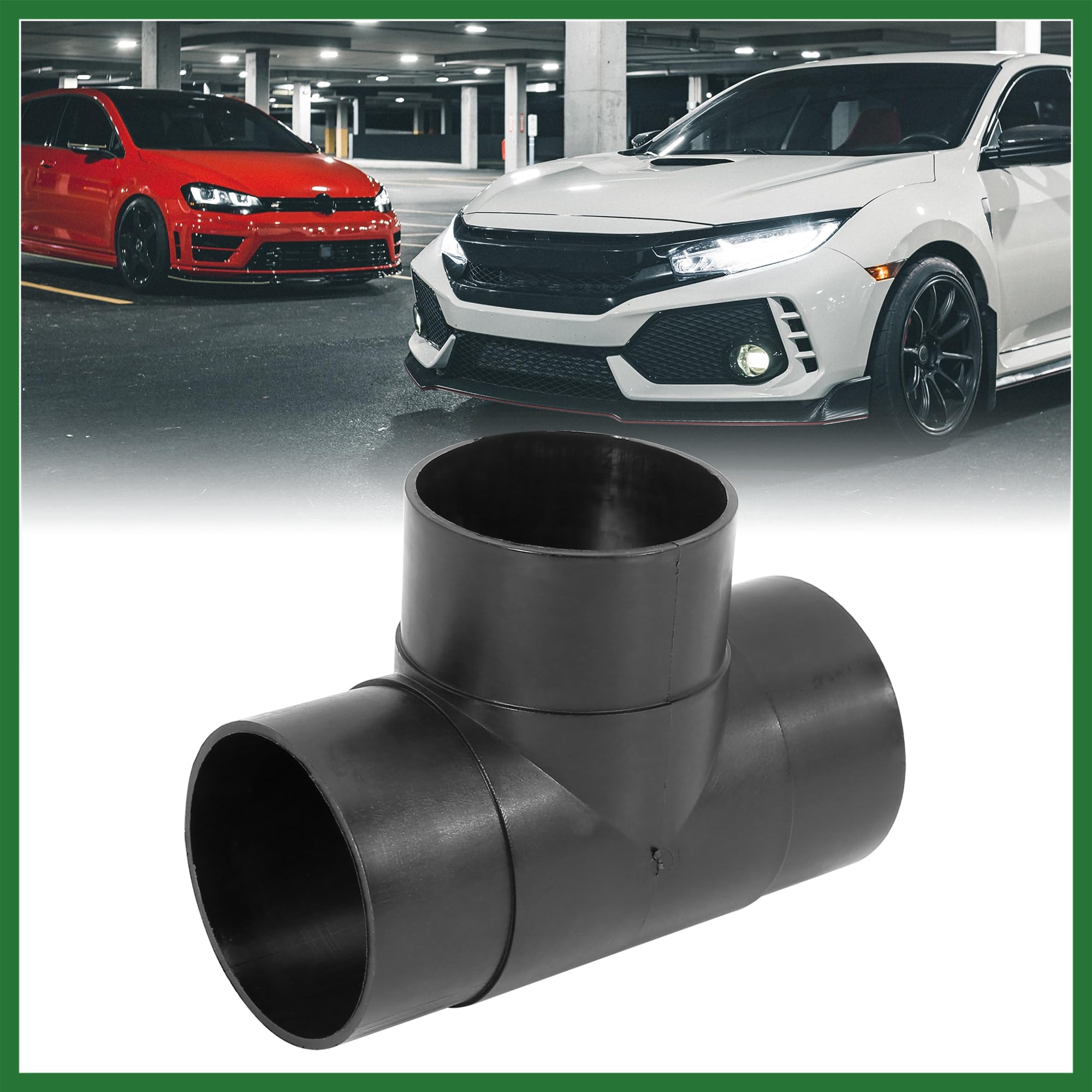 Motoforti 60mm Car 3 Way Air Ducting Elbow Pipe T Shape Outlet Connector Long-lasting, Black, 18 x 12 x 6.5 cm - Image 2
