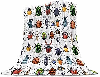 Colorful Beetle Insect Throw Blanket, Super-Soft Flannel Blanket for Toddler Boys, Kids, and Children, Fleece Blanket Warm Fluffy and Cozy Soft Blanket for All Season 40