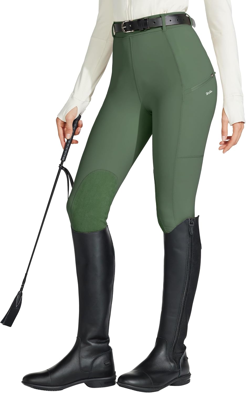Willit Women's Horse Riding Pants Knee-Patch Equestrian Breeches Horseback Schooling Tights Zipper Pockets - Image 2