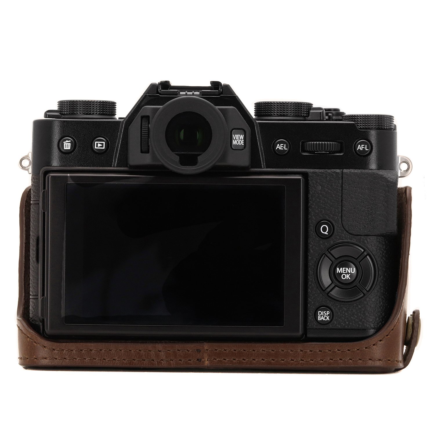 MegaGear MG958 Ever Ready skórzane etui na aparat i pasek kompatybilne z Fujifilm X-T30, X-T20, X-T10 - ciemnobrązowy