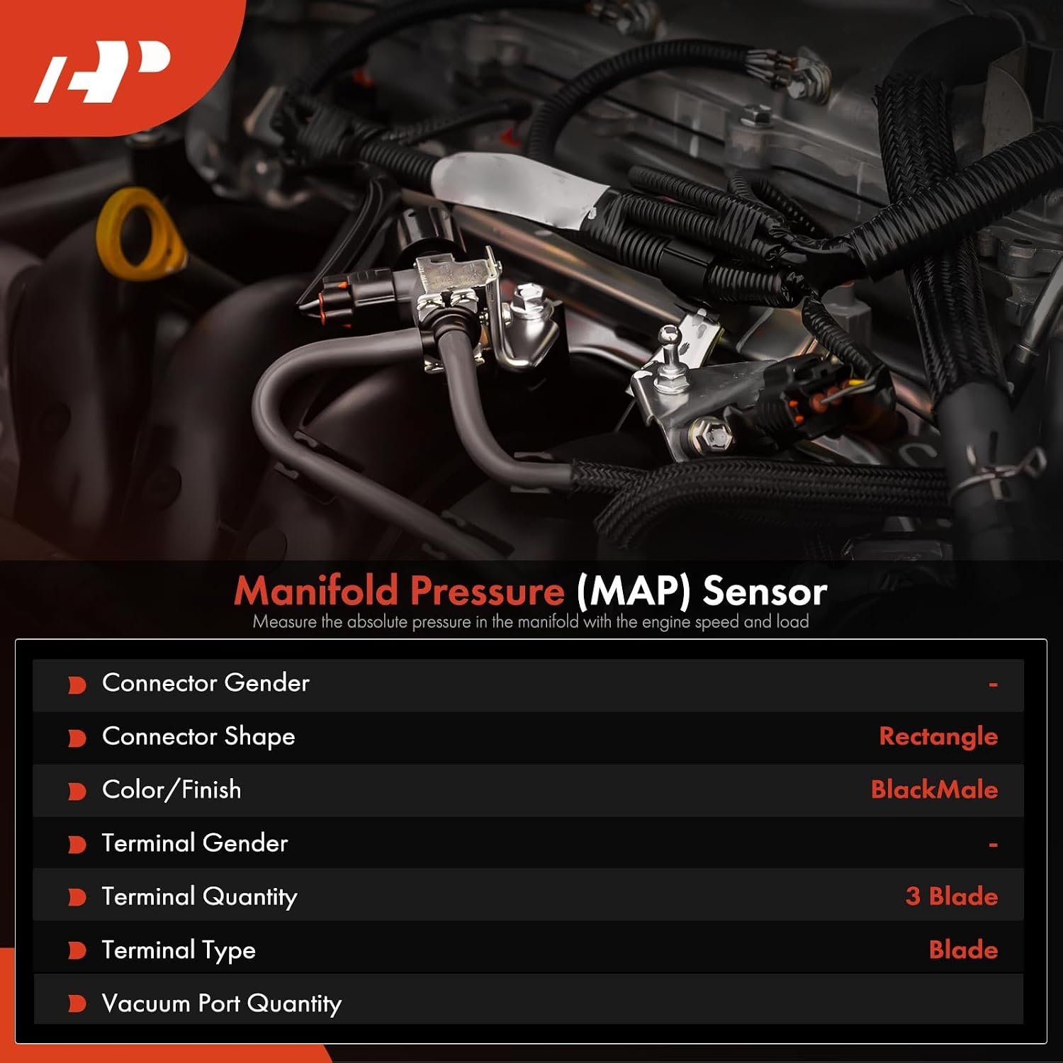 A-Premium Differential Pressure Sensor [3 Pins] Compatible with Mercedes-Benz E250 2014-2016, GLE300d 2016-2017, GLK250 2013-2015, ML250 2015, Sprinter 2500 3500 2014-2017, 2.1L, Replace# A0091535128