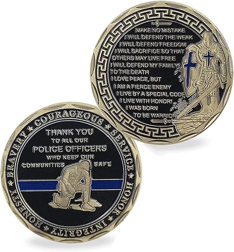 Policía Challenge Moneda Aplicación de la Ley Delgada Línea Azul Oficiales de Policía Moneda de Oración
