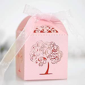 50pcs L'Albero Della Vita Scatole Confetti Battesimo, Portachiavi