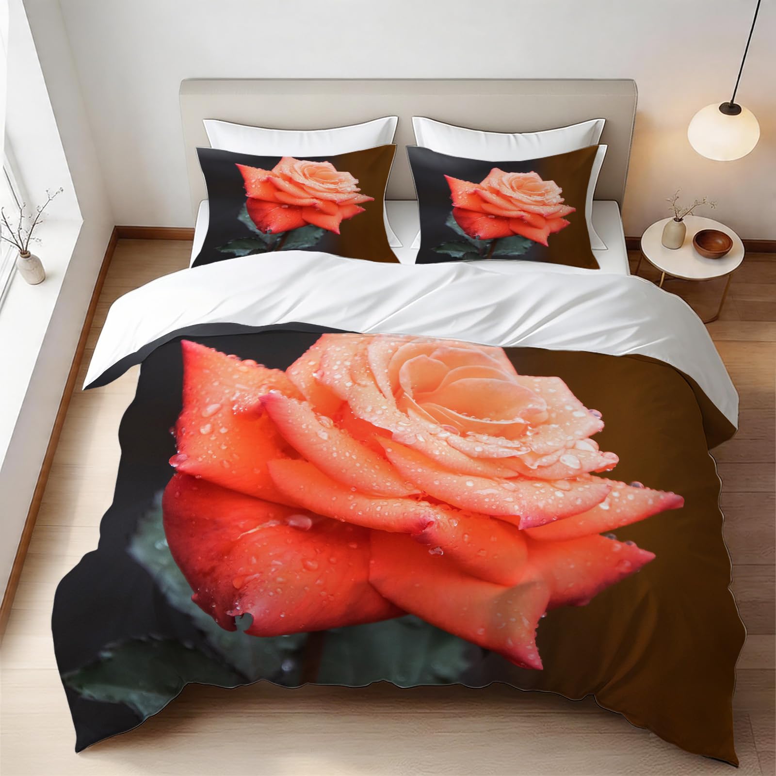Housse de Couette 240x260 Microfibre Douce avec Fermeture Éclair Parure de Lit 3D