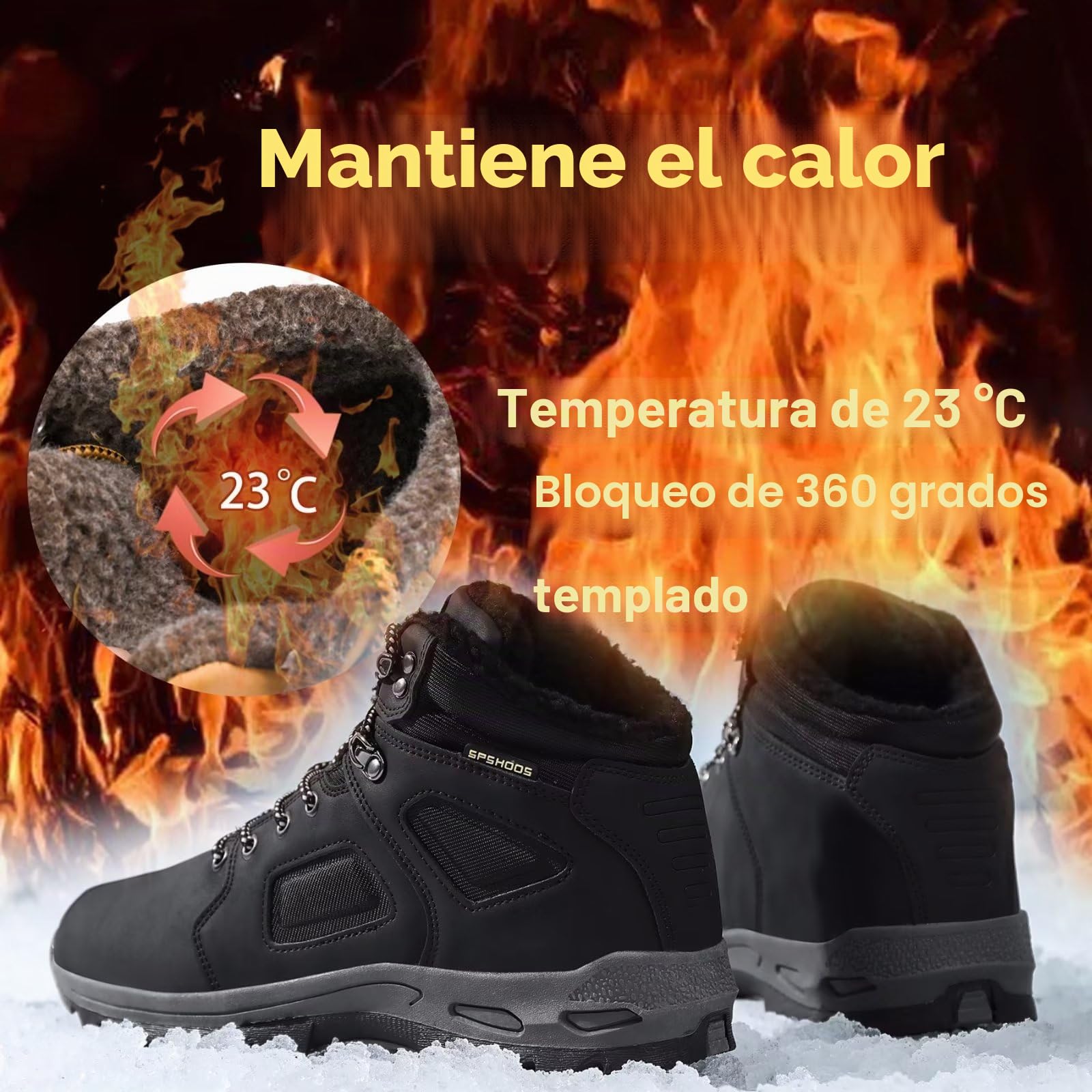 Botas de Invierno Hombre Impermeable Antideslizantes Botas de Nieve
