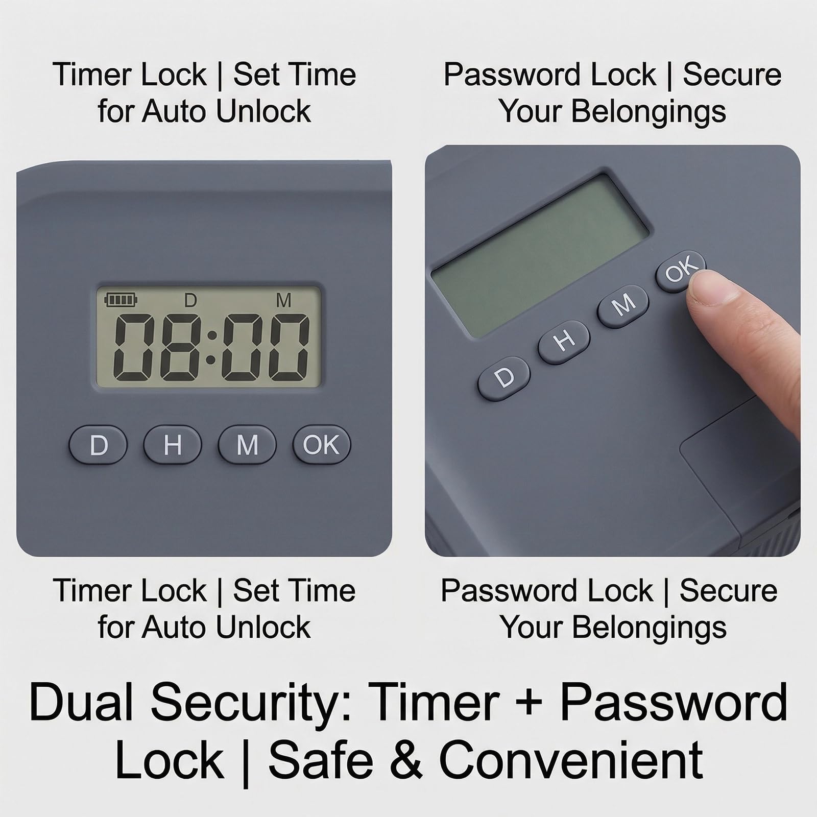 Safe Timed Lock Box, Handy Safe mit Zeitschloss, Handy Gefängnis mit Zeitschloss, Abschließbare Box, ZeitschlossZ Boxs, Phone Lock Boxs Suchtmanagement, für Medikamente, Snacks, 23.9x13.1x 9.6cm