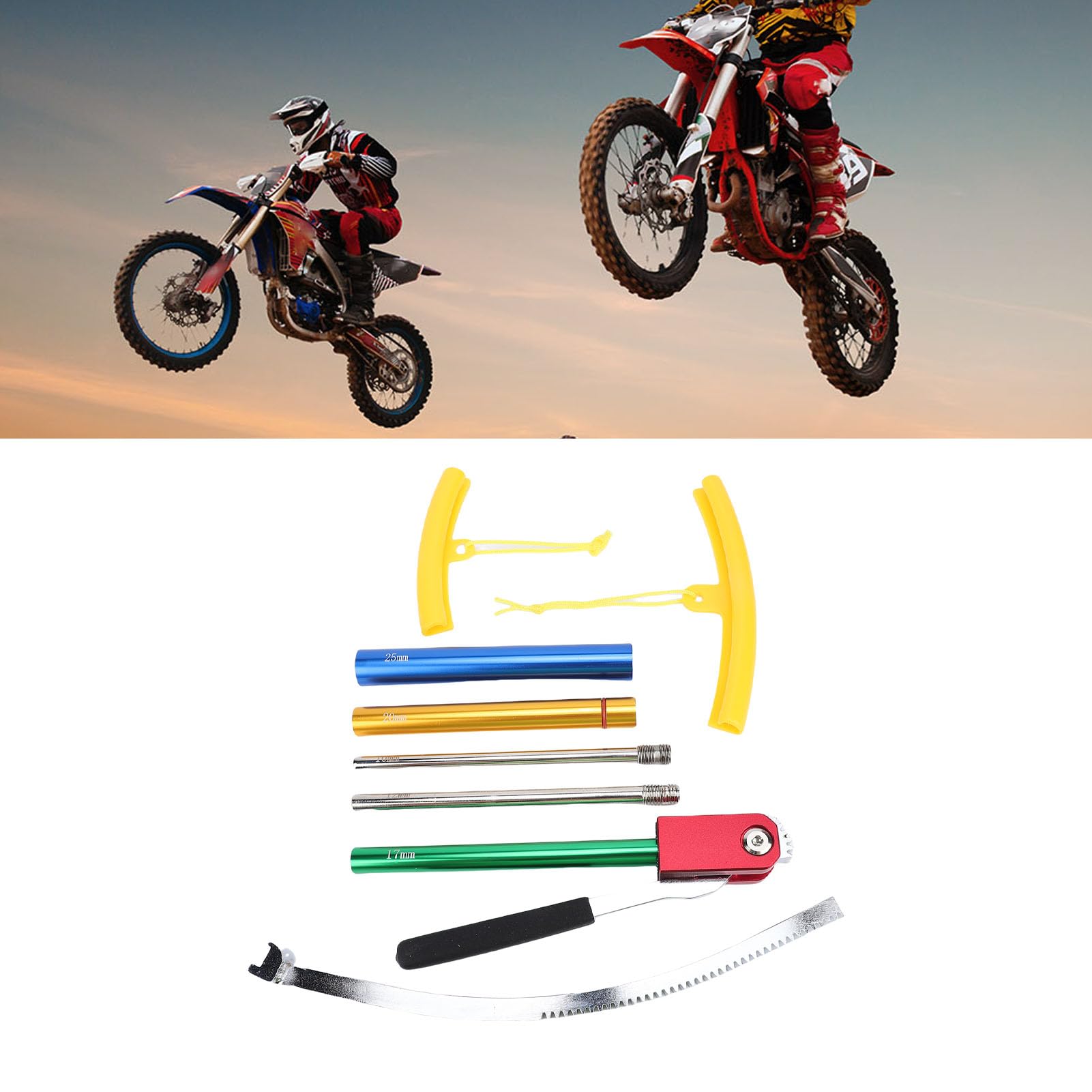 Generic Zestaw narzędzi do wymiany opon w motocyklach crossowych i enduro, kompaktowa montażownica do opon w motocyklach crossowych do kół o średnicy od 16" do 21"
