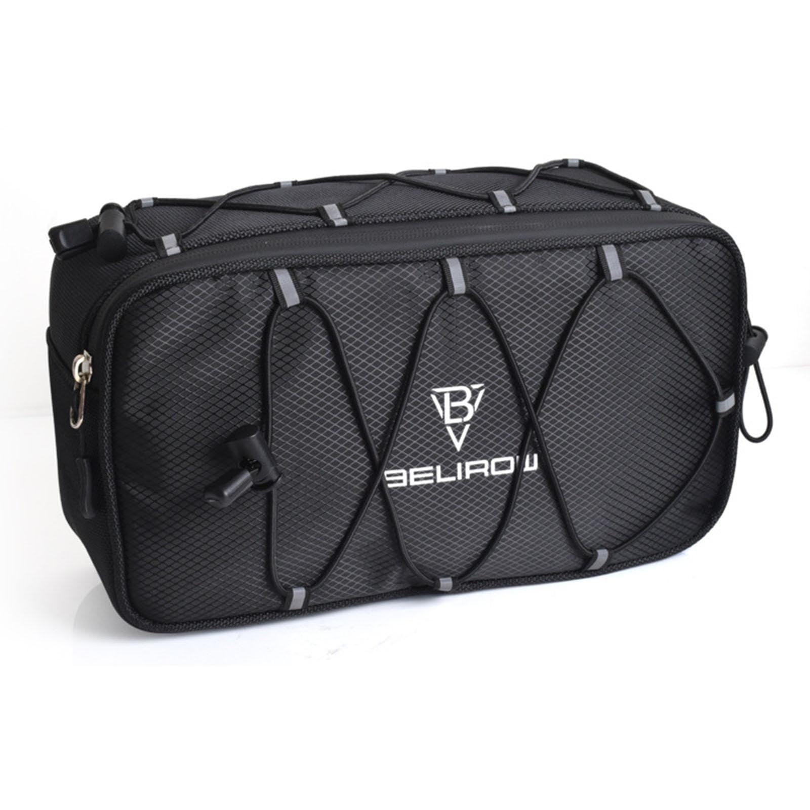 Borsa da Manubrio per Bicicletta, Pieghevole, Anteriore, Pratica, Riflettente, per Piccoli Accessori, con Maniglia, Nero 4,3 Litri