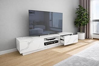 Batone TV Stand, 57.1 inches (145 cm) Wide TV Stand, 60 Type, Compatible with Wall Placement, Genuine Marble Texture, Marble Whiteboard, Low Floor, Drawer Storage, Baseboard, Wooden, TV Stand, Movable