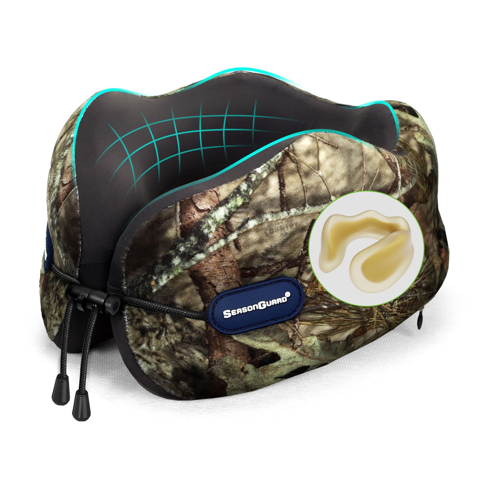 Season Guard Travel Neck Pillow for Airplane Car Flight - Dual-Core Memory Foam Pain Relief Pillows for Sleep