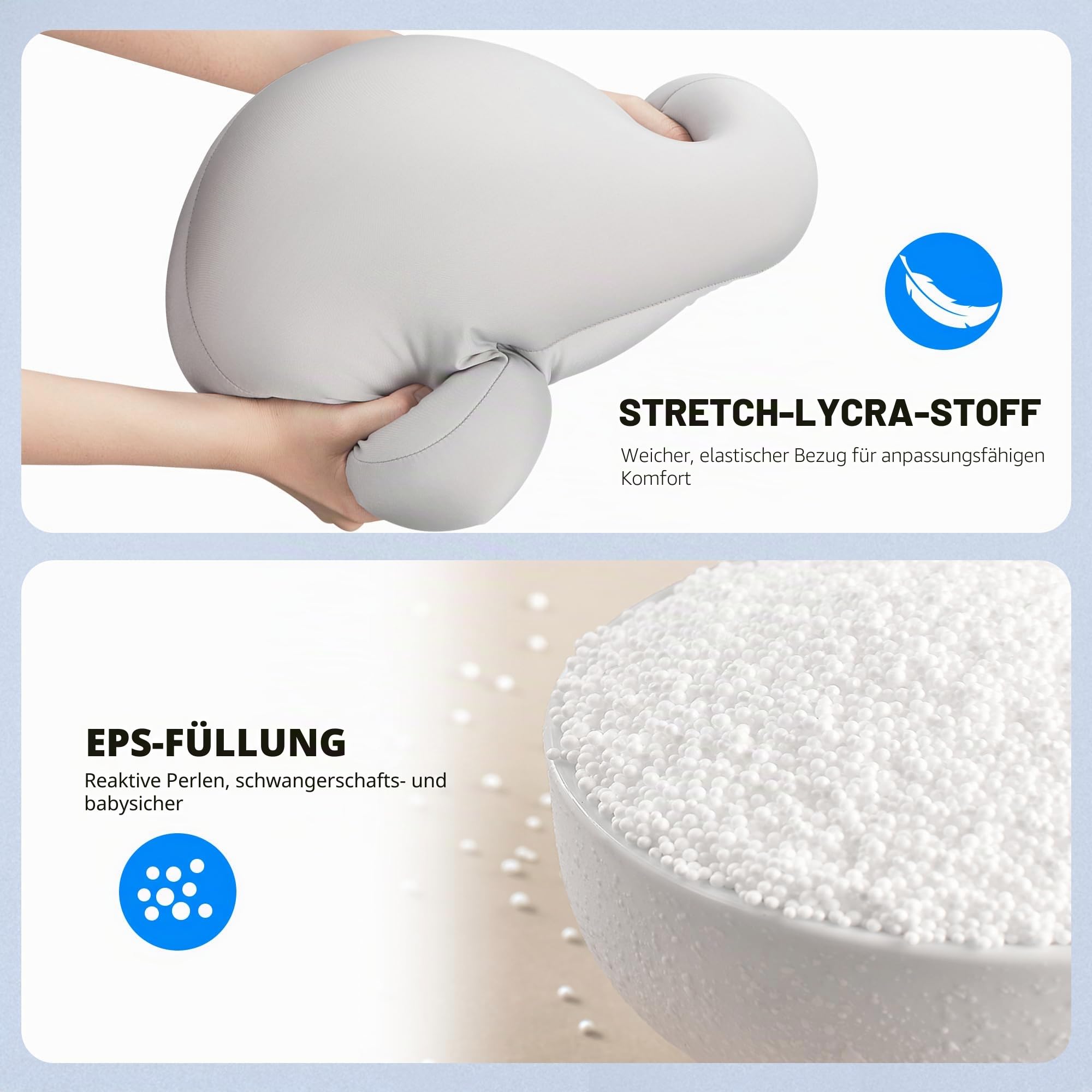 AboveTEK Tablet Kissen Halter, ipad Halterung für Schoß/Sofa mit Weichem Sitzsack, Mehrere Winkel Verstellbar Arm, ipad-Halter Bett für Kindle Handys Tablets von 4,7 bis 12,9 Zoll (Grau)