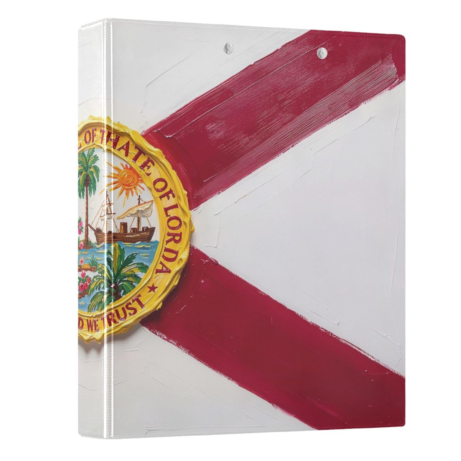 Peystean - Raccoglitore ad anelli rotondo a D da 3,8 cm, con portablocco integrato, copertina rigida stampata su un lato, confezione da 2 bandiere Florida