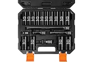 Boen 19-Piece 1/2" Drive Deep Impact SAE Socket Set with Extensions and Adapter