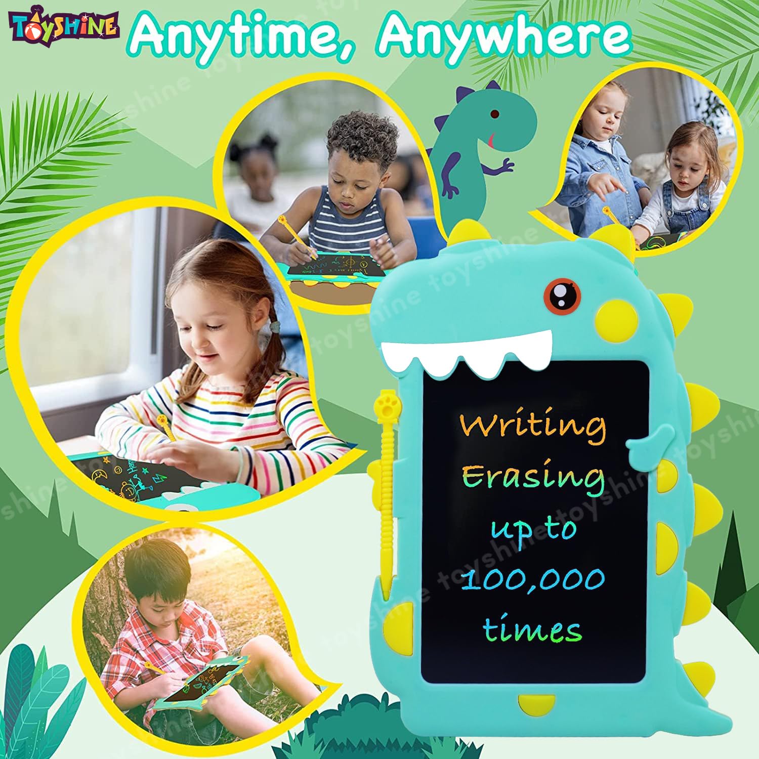 Toyshine Dinosaur Design Writing Tablet for Kids, 8.5 Inches LCD Tab for Kids Drawing Pad Doodle Board for 3-10 Years Old Boys/Girls Gifts Education Learning Toys, Green - Image 2 thumbnail
