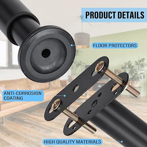 Miniatura 7 de 2 patas de soporte ajustables para marco de cama, patas de soporte de metal resistente con base más ancha (7 a 13 pulgadas)