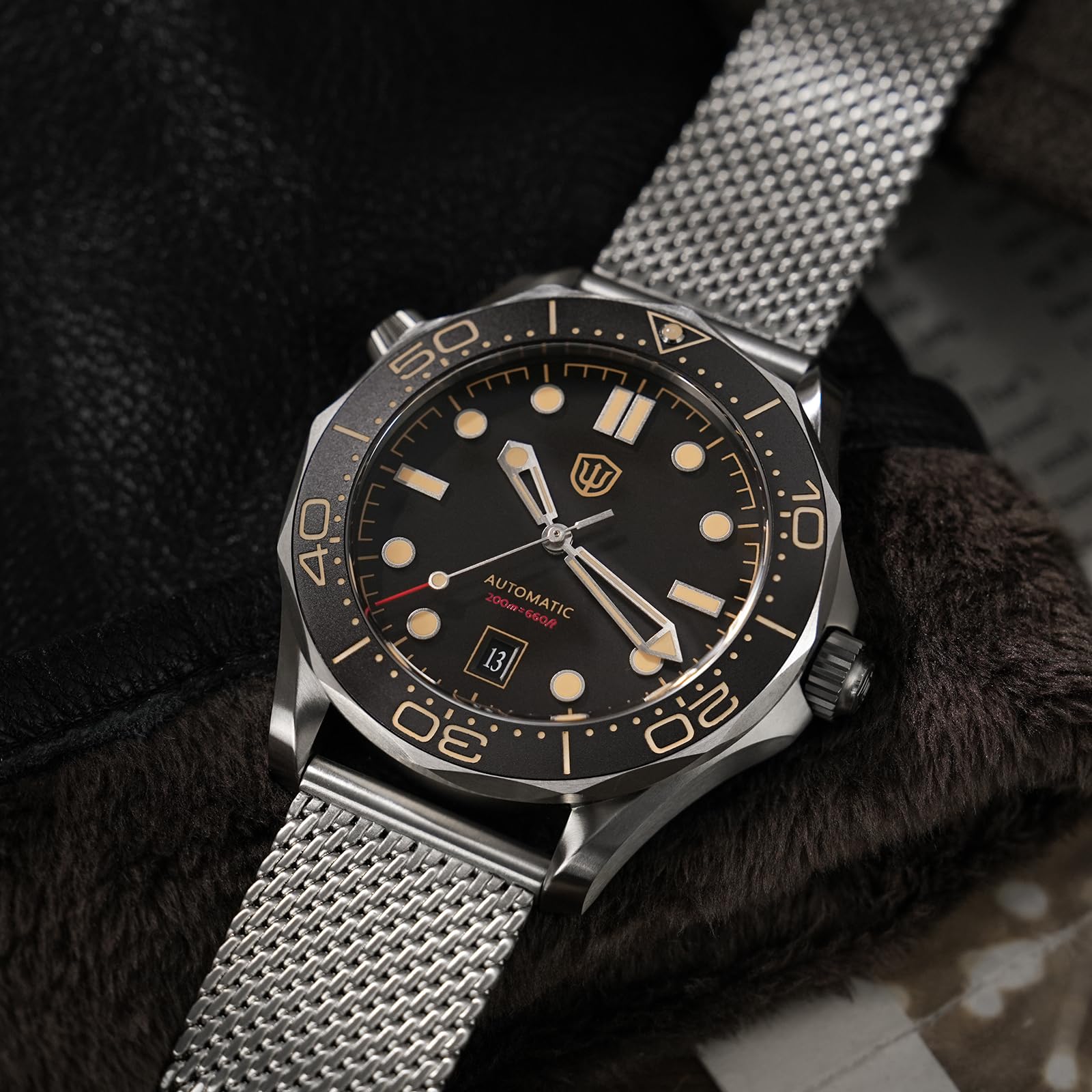 watchdives Relojes Automáticos para Hombres WD007, Reloj de Buceo NTTD de Titanio NH35 Reloj de Pulsera con Cristal de Zafiro Abovedado Resistente al Agua hasta 100 m