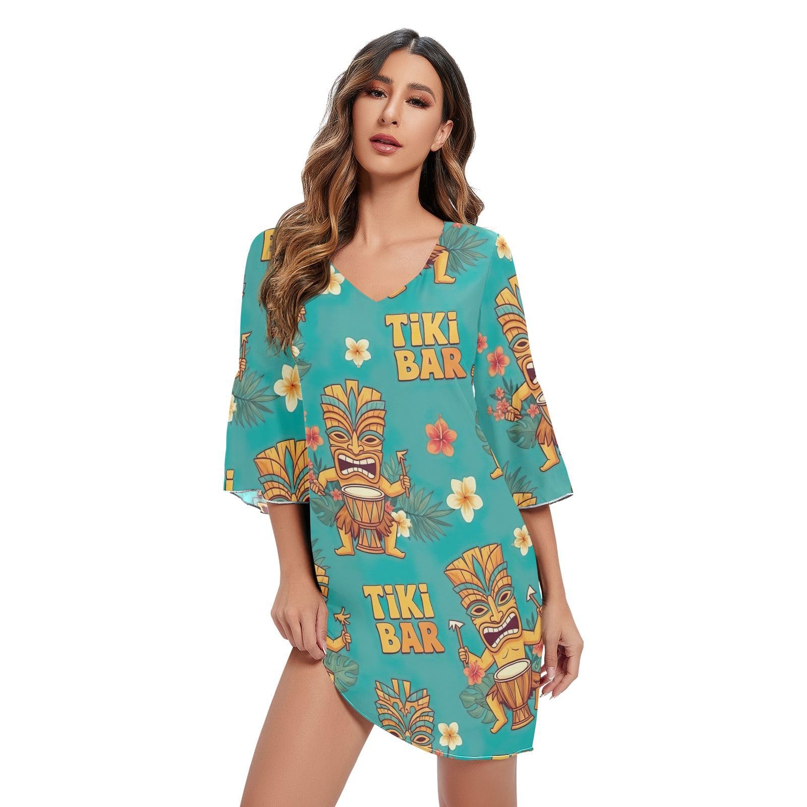 Robe hawaïenne en mousseline pour vos soirées plage et vacances d'été - 7