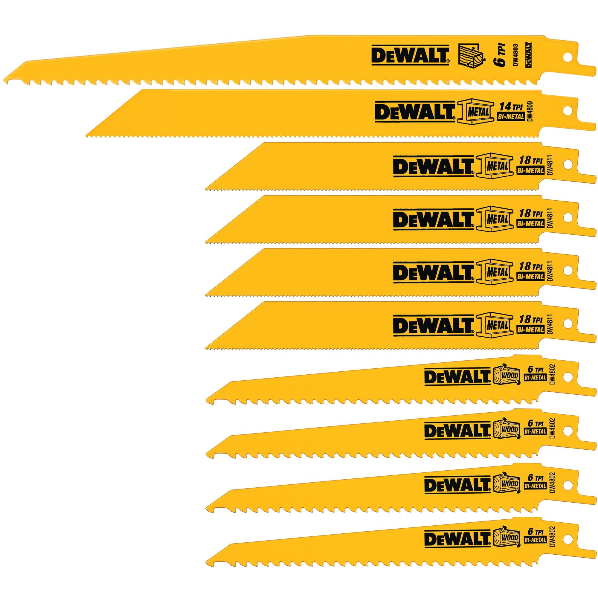 DEWALT Hojas de sierra alternativas, juego bimetálico con estuche, 10 piezas (DW4898)