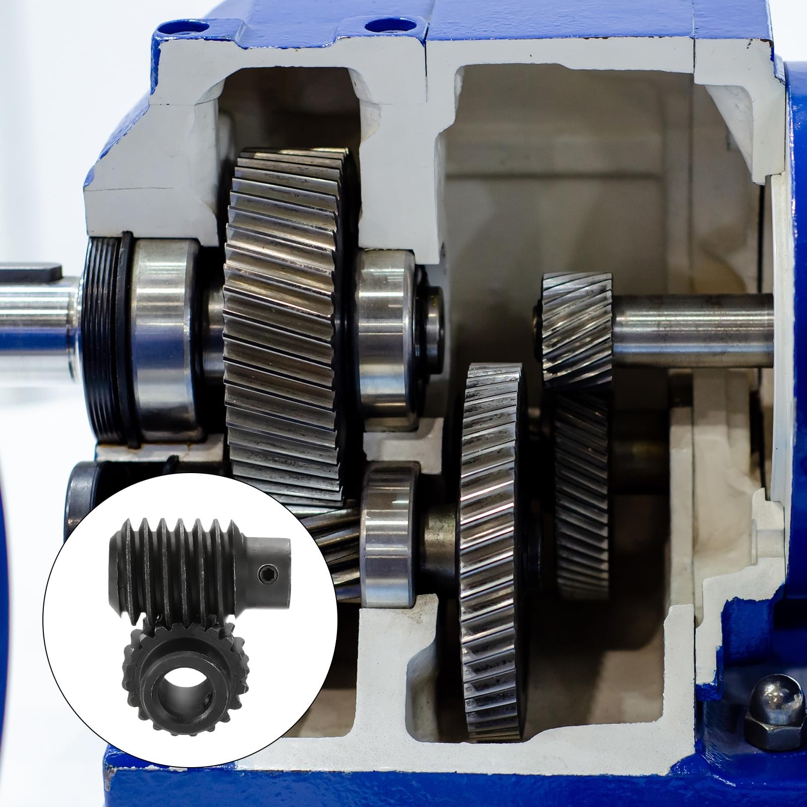 QUARKZMAN Set Ingranaggio A Vite Senza Fine In Acciaio 1045 20T Modulo 1.25 Rapporto Di Riduzione 1:20 Destra Ruota Riduttore (Ingranaggio-Foro 12mm Diametro Esterno 28mm Asta Foro 8mm)