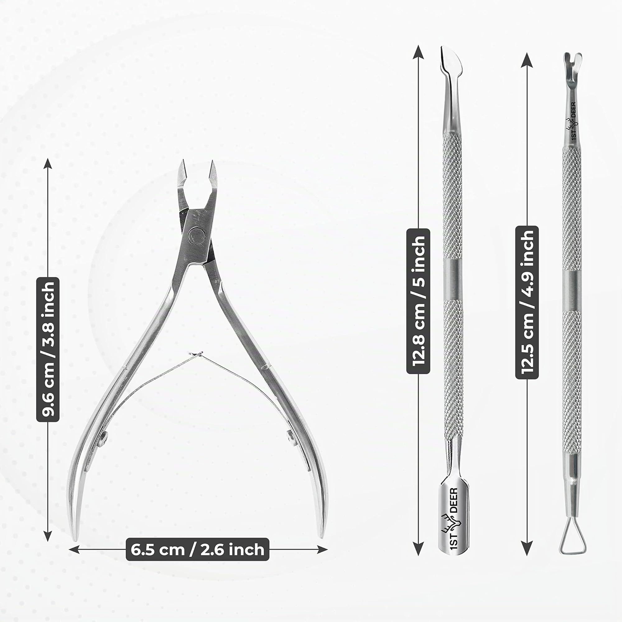 Cuticola e ricrescita cuticole, 3 in 1 Professionale Strumenti per Pedicure Manicure, con Pinze Forbici Cuticola Cuticola, Pelle Morta Remover Forchette e Raschietto Unghie