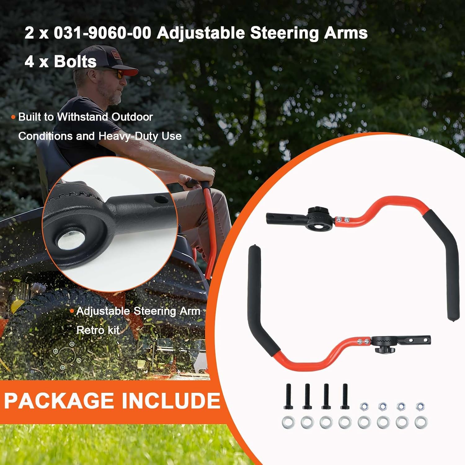 031-9060-00 031-9060-18 Adjustable Steering Arm Kit Fit for Bad Boy ZT Elite & MZ Magnum Mowers, Maverick, Outlaw XP, CZT 2018-2024, Replace# 031906018 031906000