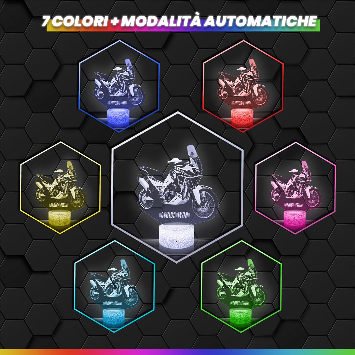 Lampephoto.fr - Lampada 3D Moto Africa Twin H Decorazione Motard, Idea Regalo Uomo oggetto Moto Africa Twin H Luce Notturna per Adulti Decorazione Camera, Idea Regalo Originale per Uomo per Natale TOP
