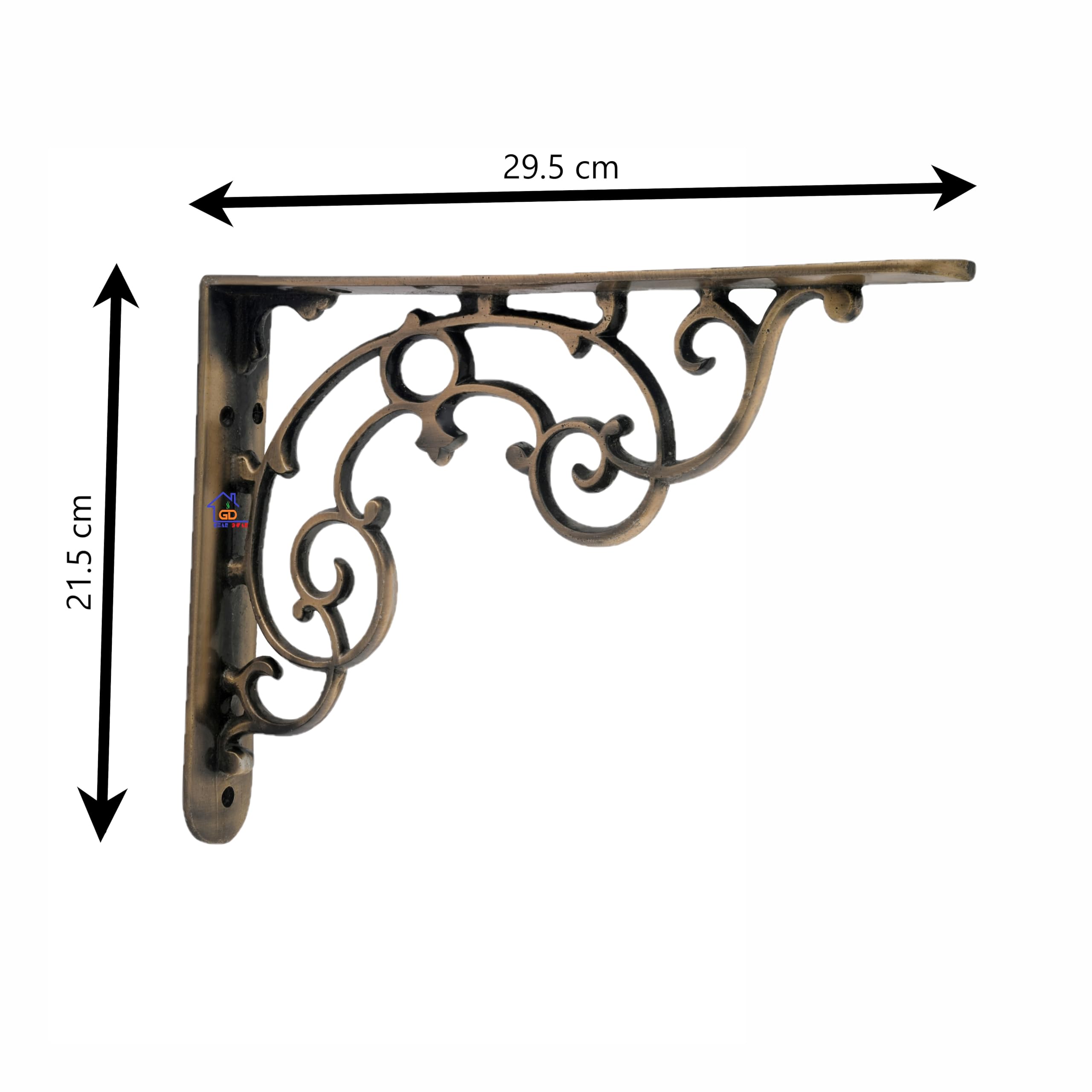 Metal Handcrafted Shelf Bracket for Floating Shelves L Angle Decorative Corner L Shaped Brace Joint Heavy Duty Wall Mounted Shelf Supporter Corner Brace Holder (Pack of 4, Brass Antique) — Amazon image 2
