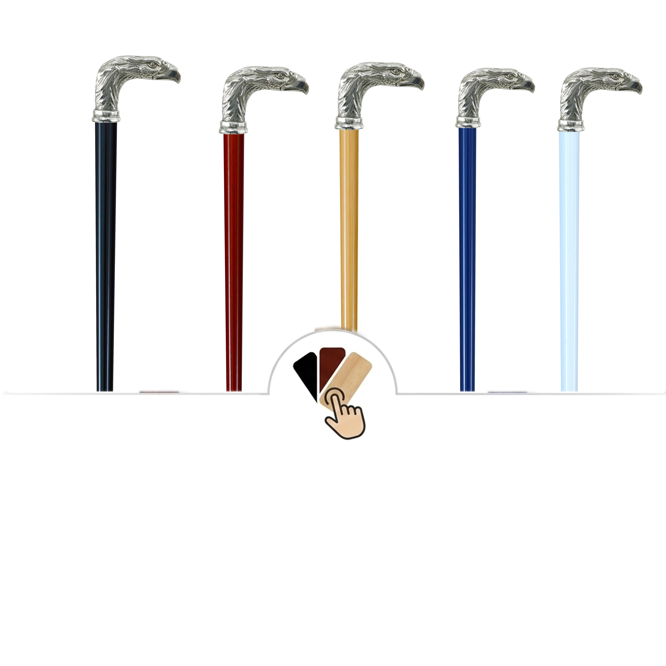 Bastón de paseo artesanal Cavagnini – Fabricado en Italia – Madera de haya con asa de peltre brillante, personalizable con nombre grabado – Regalo elegante para hombre y mujer