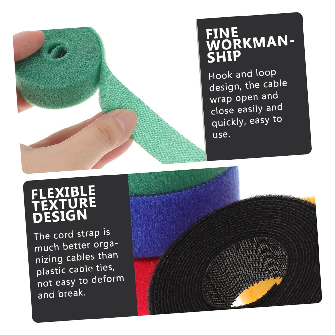 DOITOOL 4 Sätze Drahtbinderücken Tucking Belt Selbstklebend Kabelbinder Für Drinnen Lang Selbstklebender Kabelstreifen Kabel-klebeband-organizer Weiches Gummi 5 Rollen * 4