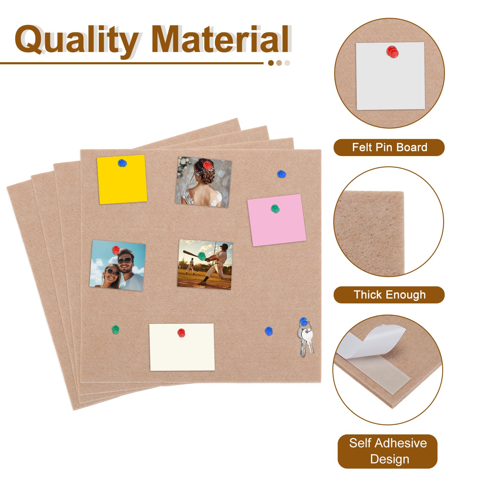 QUARKZMAN 4 Pack 12" x 12" Grand Panneau De Liège Photos Jaune Abricot