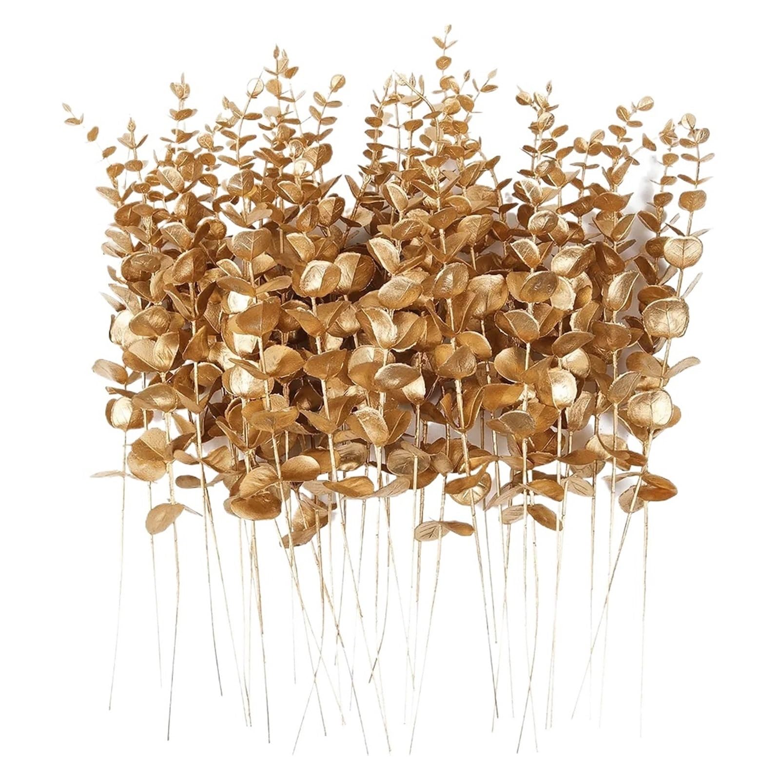 YGLEEULI Artificial Foliage Stems Artificial Eucalyptus Stems Leaves Fake Plants for Home Office Room Party Wedding Centerpiece Wreath DIY Decoration(Golden)