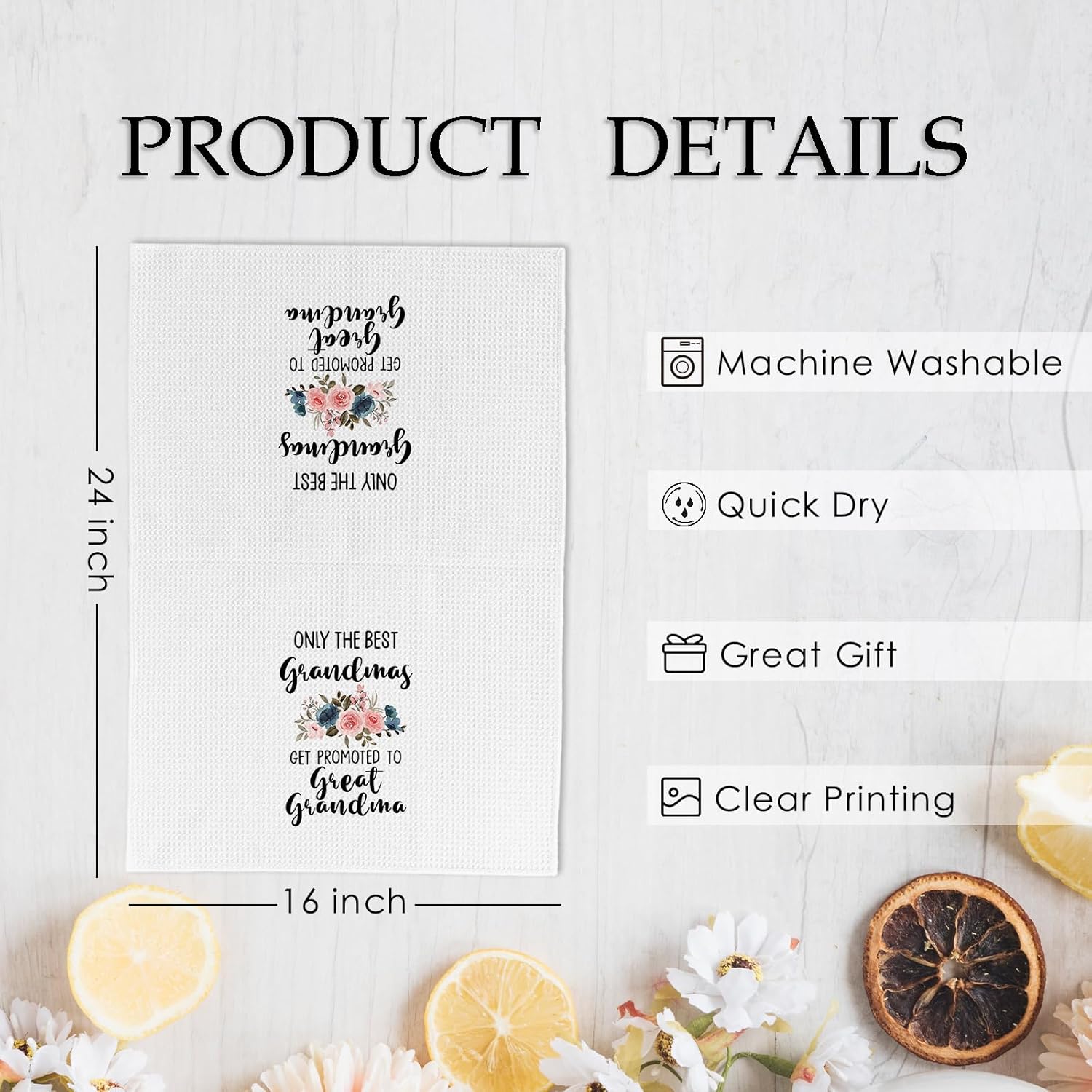 Promoted to Great Grandma Kitchen Towels, Great Grandma Gifts, Great Grandma Dish Towels, Pregnancy Announcement for Great Grandma, Great Grandma Hand Tea Towels for Bathroom Kitchen,16x24In - Image 7