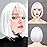 WERD Short White Bob Wig Bangs Straight White Wig for Women Natural Synthetic Short Wig Bangs for Daily Party Cosplay Halloween