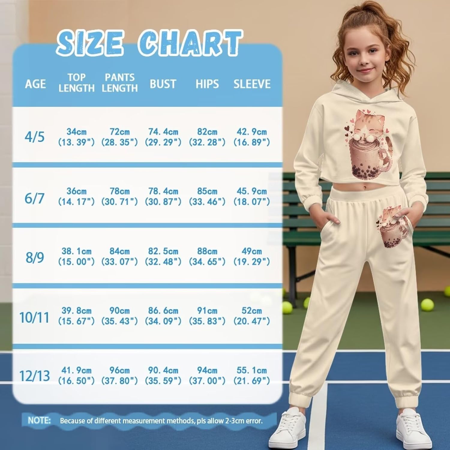 Girls Clothes Two Piece Set Long Sleeve Crop Hoodie and Sweatpants Set 4-13Y