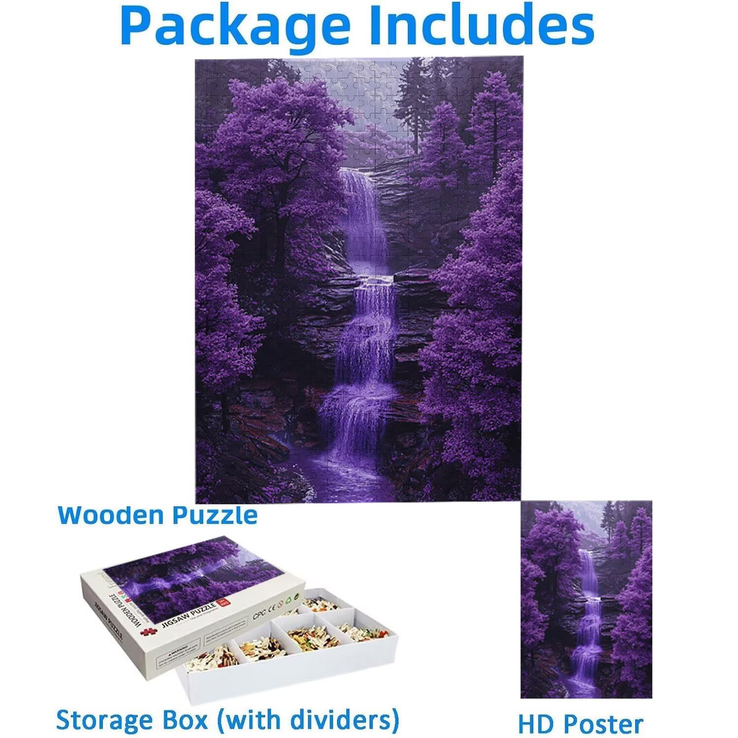 Puzzle dla dorosłych, 1000 elementów, Purple Falls, 75 x 50 cm, puzzle dla dorosłych, edukacyjna zabawa, wyzwanie, zabawka, 1000 elementów, puzzle dla dzieci, jako prezent i dekoracja ścienna, L-1034