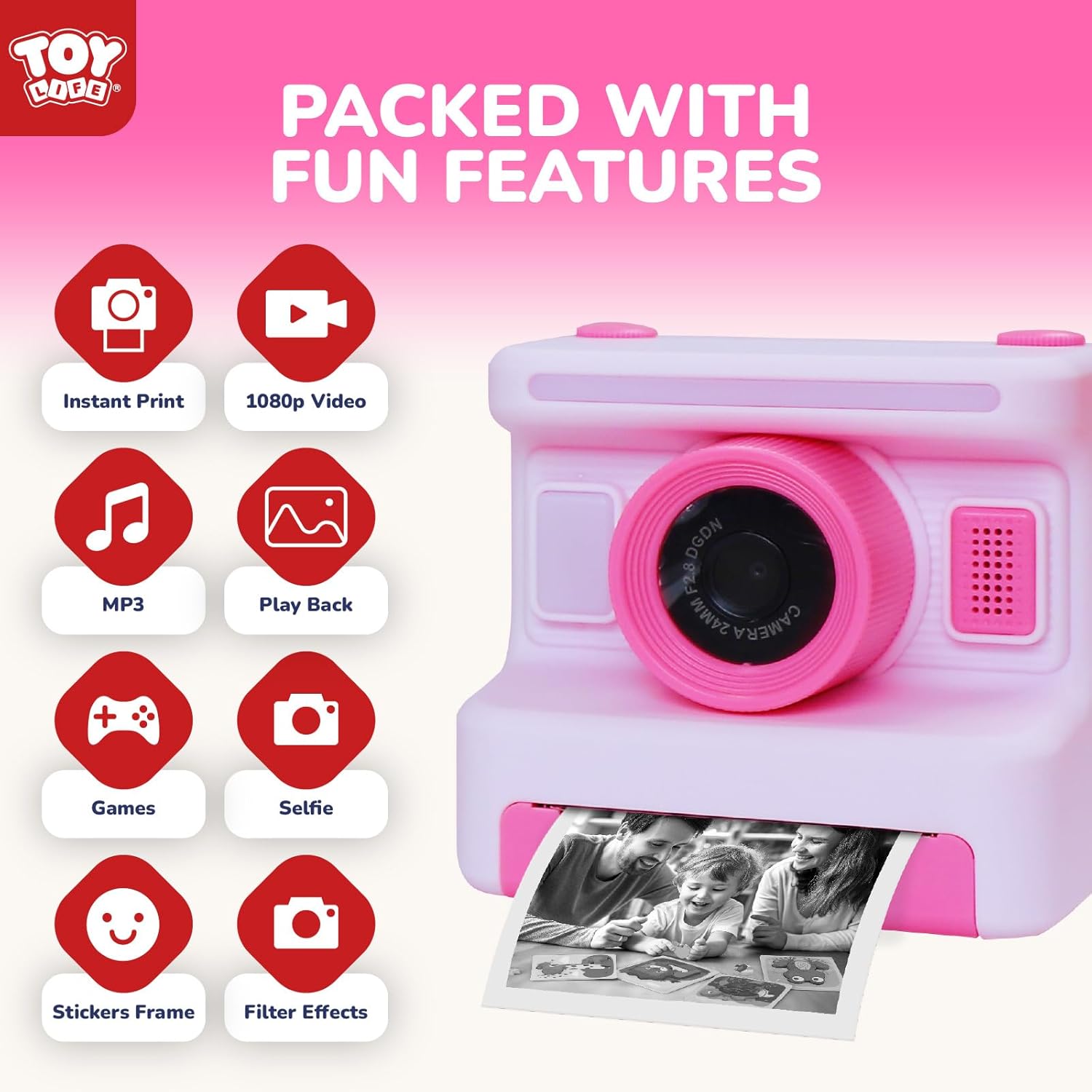 Instant Print Camera for Kids,2.4 Inch Screen Kids Instant Cameras, Christmas Birthday Gifts for Girls Age 3-12, Portable Toddler Toy for 3 4 5 6 7 8 9 10 Year Old Girls Boys Pink - Image 4