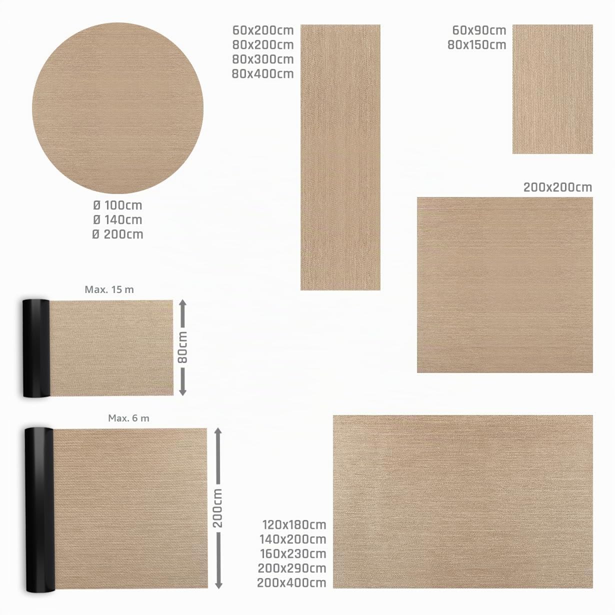 STORESDECO Tapis Vinyle Tissé Premium Haute Qualité Lavable Antidérapant Extra-Plat Résistant et Facile à Nettoyer pour Cuisine, Salon, Couloir, Intérieur et Extérieur Couleur Beige 60 x 90 cm