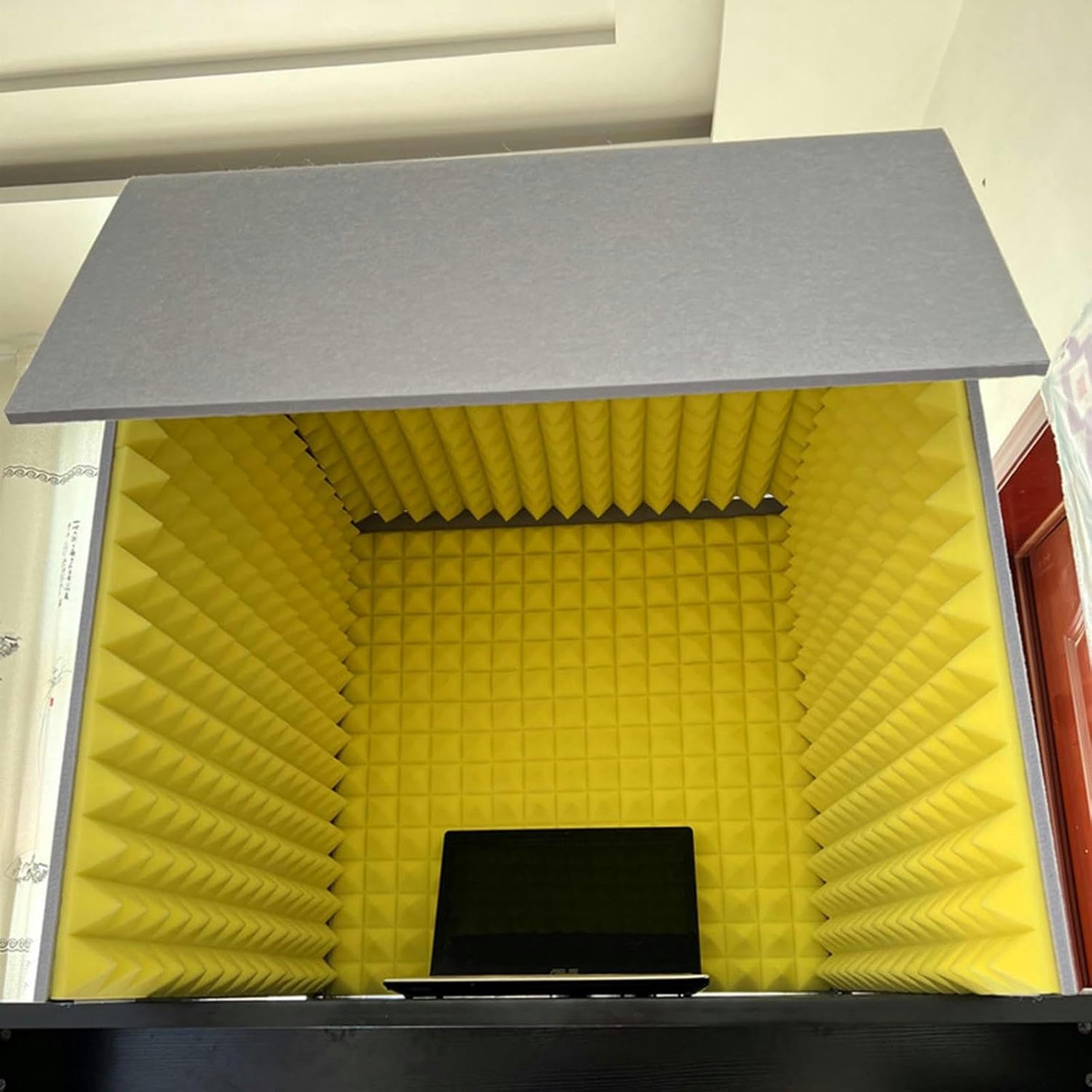 Przenośne studio nagrań wokalnych, Przenośna kabina nagraniowa, kostka piankowa do mikrofonu, nagrywanie studyjne, pomieszczenie izolacji dźwięku, studia muzycznego, sypialnia, dom(Yellow)
