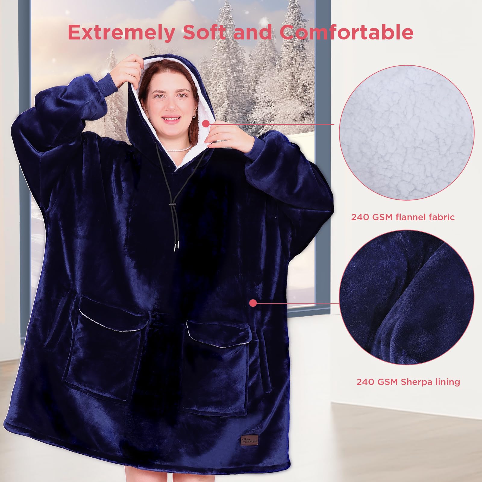 PanxHome Coperta con Maniche, 480GSM Coperta Indossabile, Taglia Unica XI-5XL, Plaid con Maniche Donna Uomo, Plaid Divano, Coperta TV