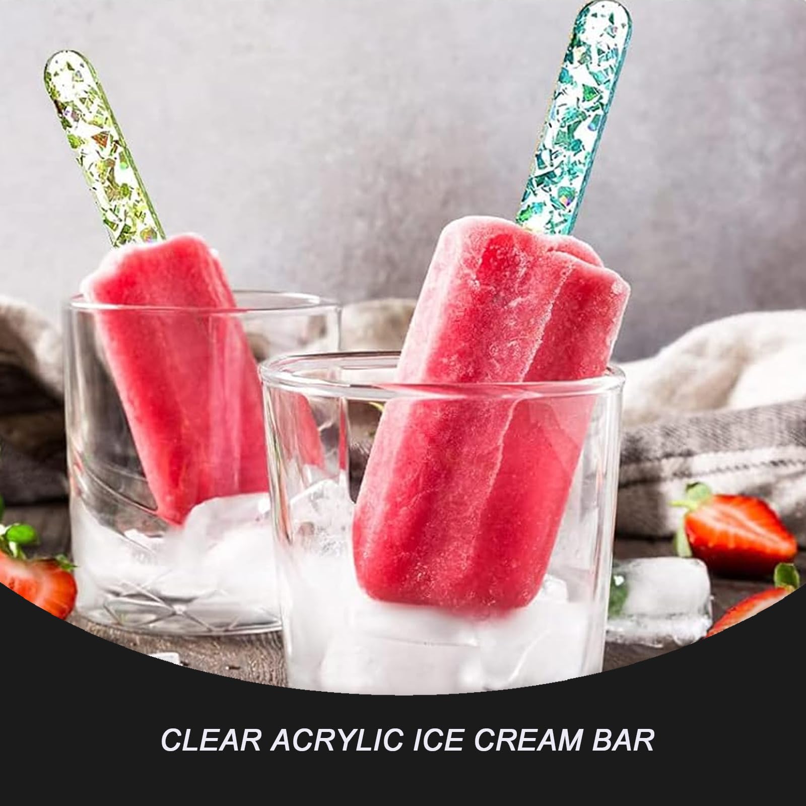 Palitos Reutilizables de Acrílico para Tartas - Pack de 50 Unidades - palitos de Espejo de plástico, palitos de Helado, Palitos de Paleta de Acrílico de Helado
