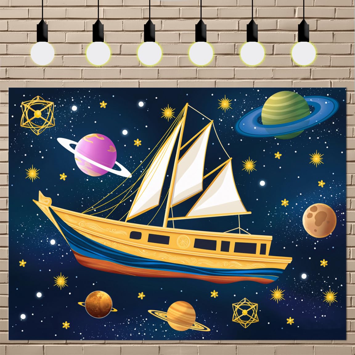 Fondali da parete Galaxy Star Cartoon Sailing Sfondi Compleanno