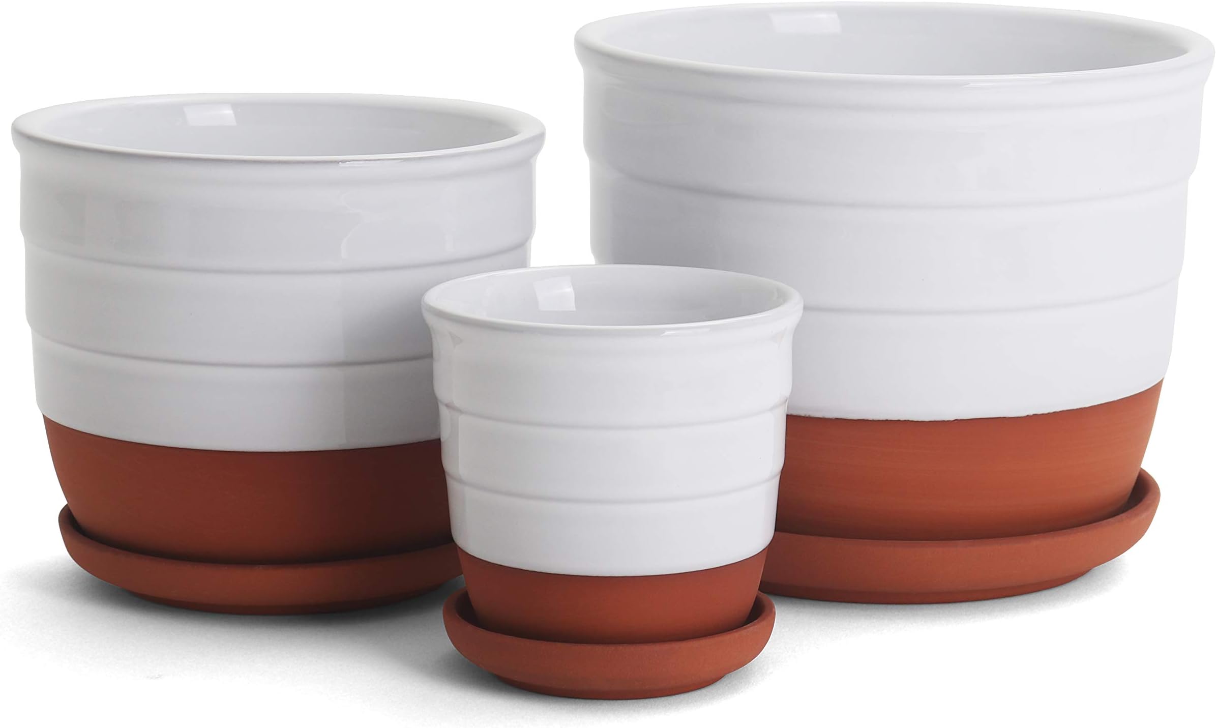 Belari Alessia Terracotta Planter Set - Indoor and Outdoor Plant Pot - Contemporary Clay Planter - Terra Cotta Planter Flower Pot
