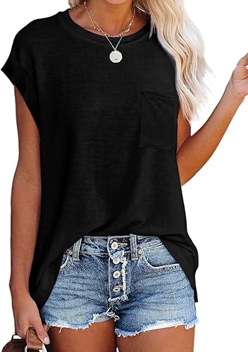 Blusas casuales de verano para mujer, manga casquillo, de gran tamaño, ajuste holgado