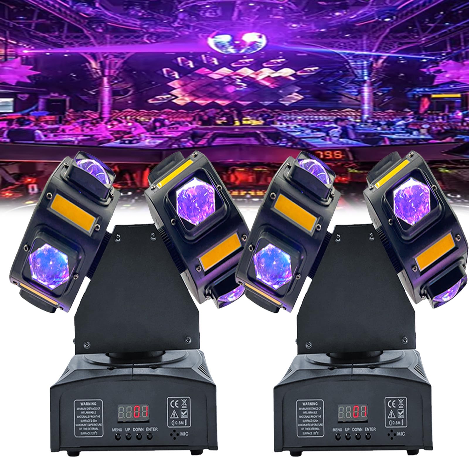 Paquete De 2 Luces De Discoteca De Cabeza Móvil De Doble Cabezal