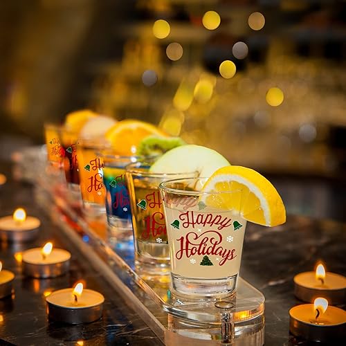 Miniatura 5 de Vasos de chupito de Navidad  Juego de vasos de chupito transparentes con estampado de feliz día festivo, regalos de Navidad, decoración de mesa de